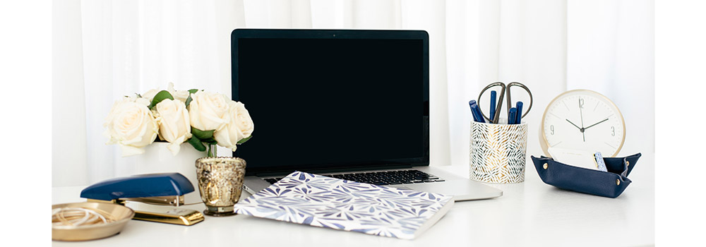 laptop and tidy casual work area