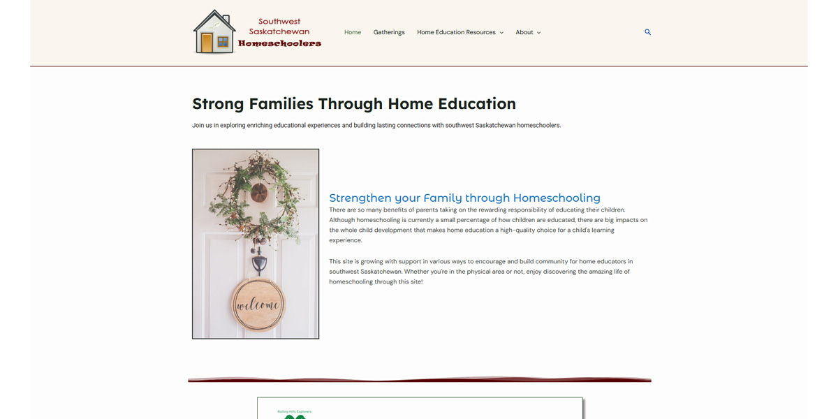 Web design portfolio example homeschool market