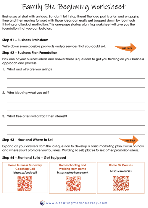 Family Business Planning worksheet